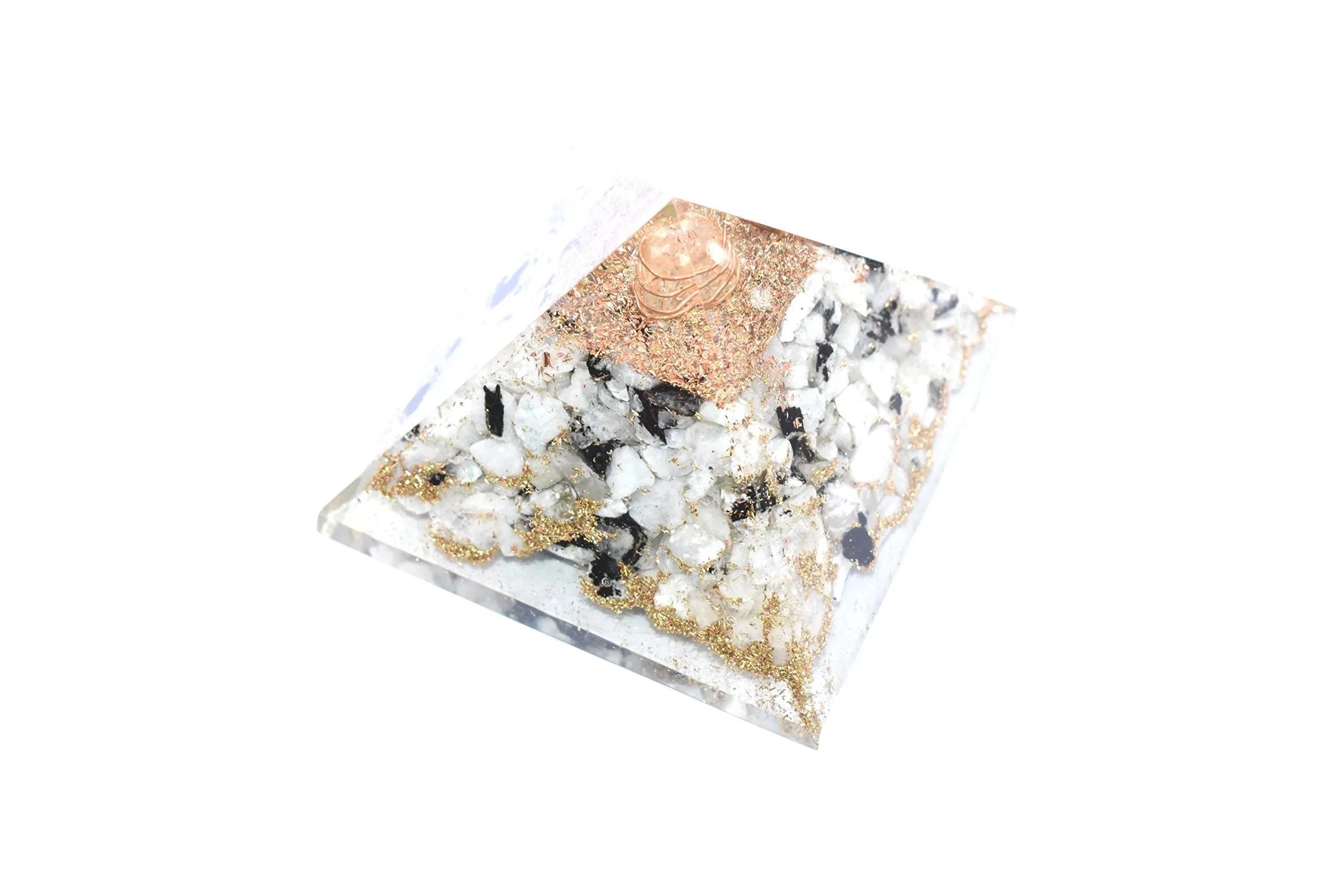 Pyramid Rainbow Moonstone Orgonite 2.5-3 Inch Chakra & Reiki Healing Aura Cleansing Crystal