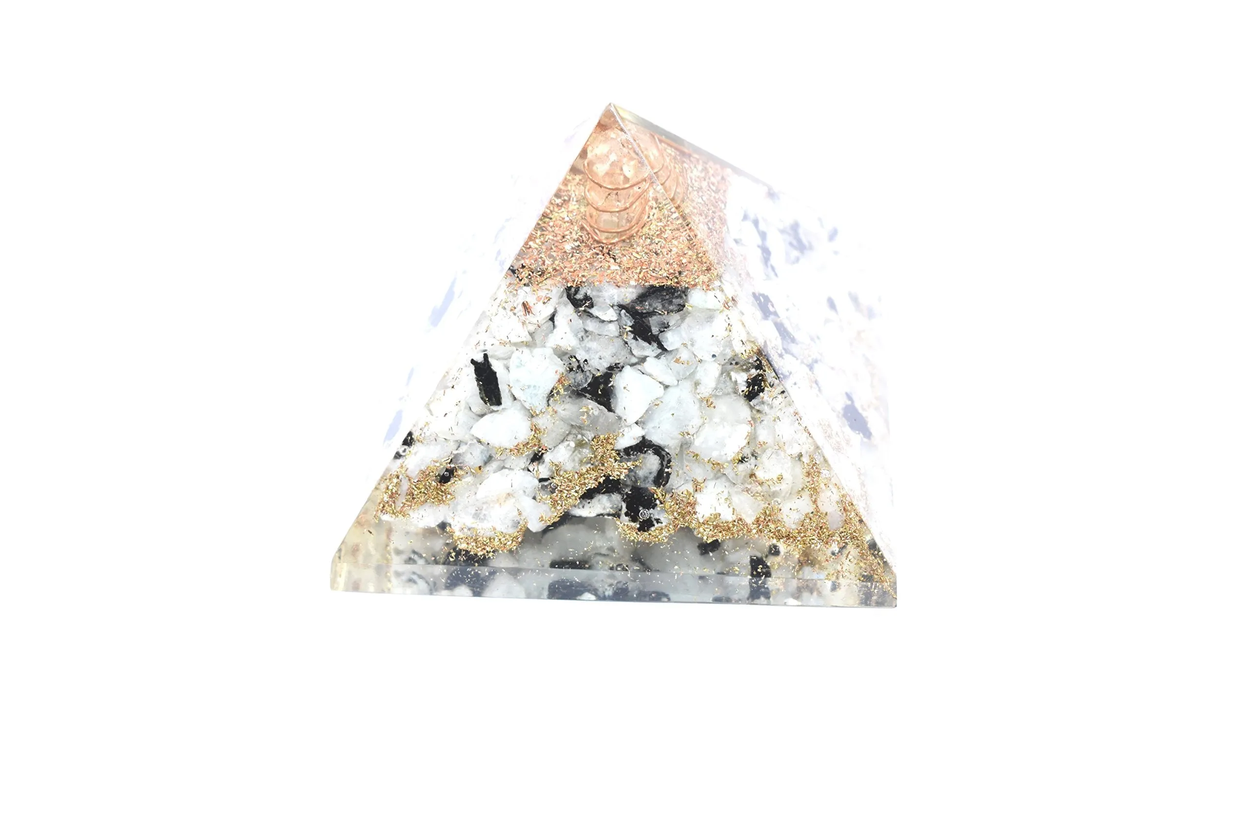 Pyramid Rainbow Moonstone Orgonite 2.5-3 Inch Chakra & Reiki Healing Aura Cleansing Crystal