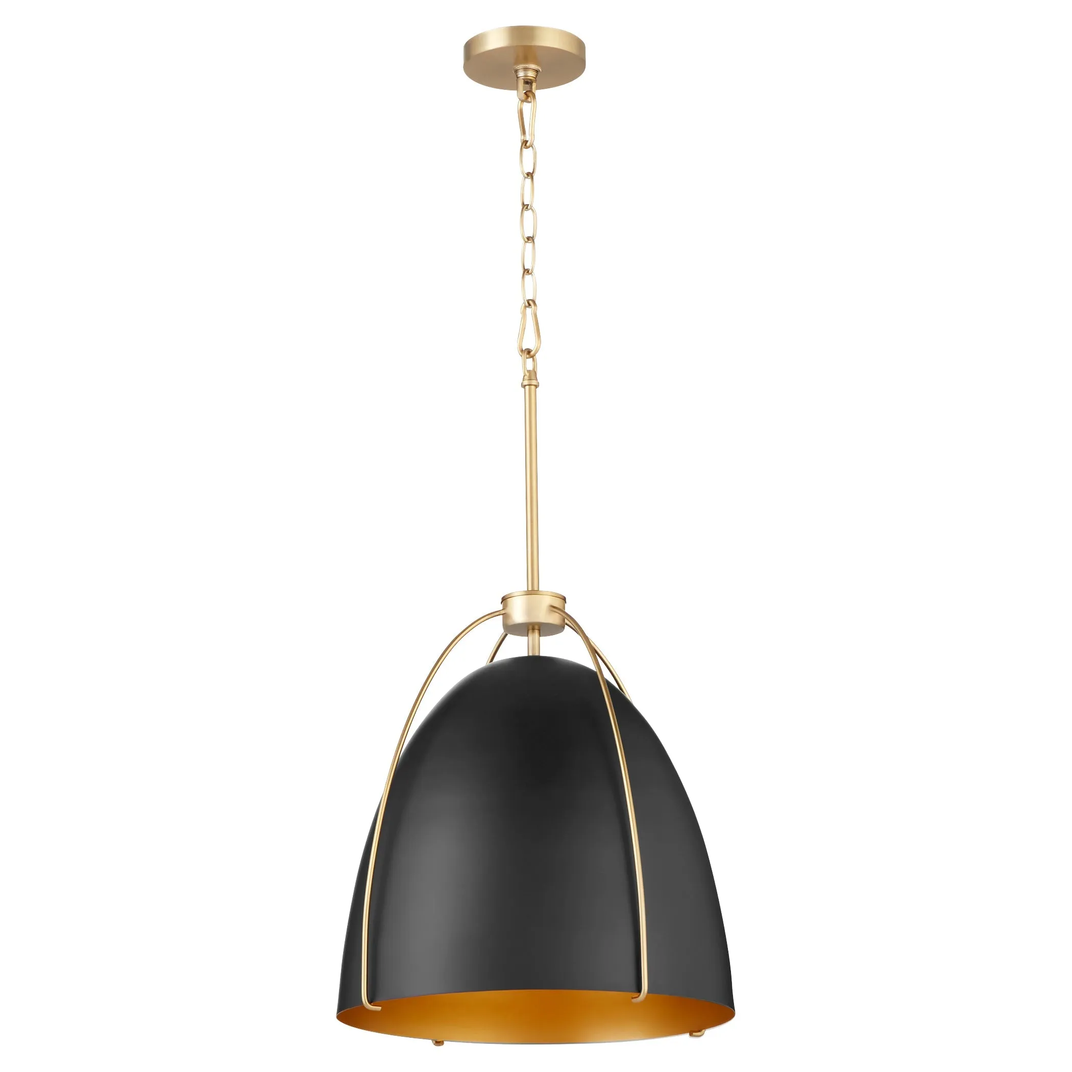 Quorum Jamie 860-3-5980 Pendant - Matte Black / Aged Brass 18" Transitional
