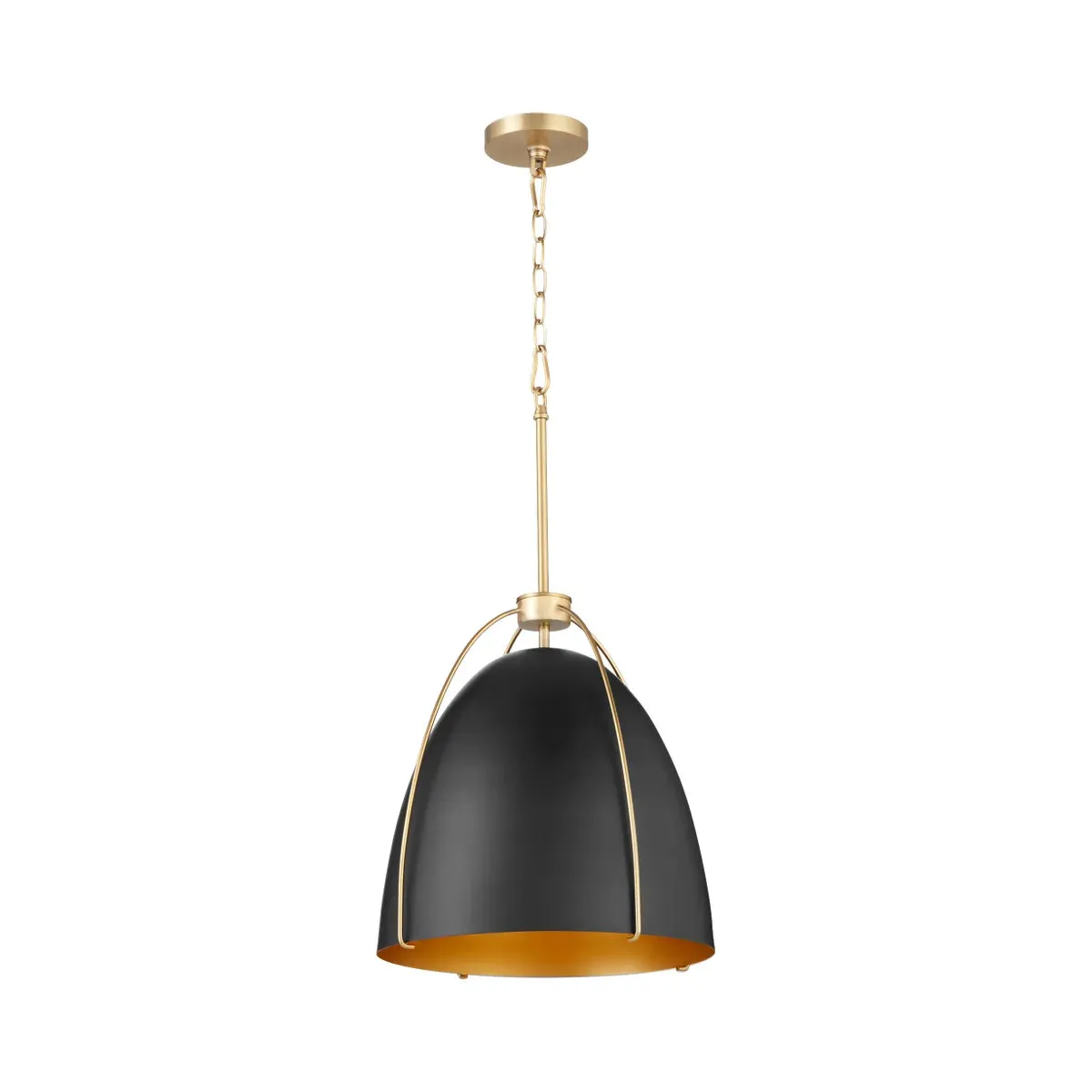 Quorum Jamie 860-3-5980 Pendant - Matte Black / Aged Brass 18" Transitional