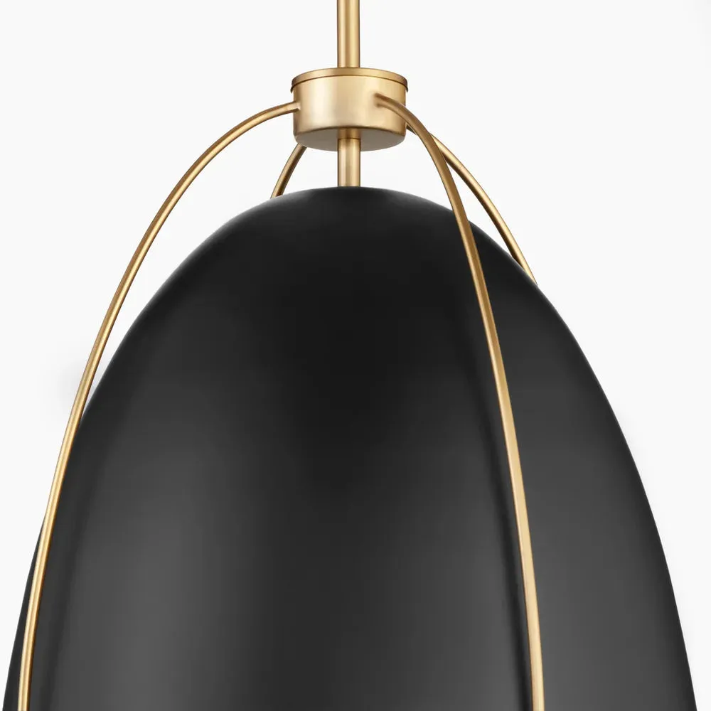 Quorum Jamie 860-3-5980 Pendant - Matte Black / Aged Brass 18" Transitional