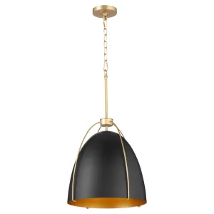 Quorum Jamie 860-3-5980 Pendant - Matte Black / Aged Brass 18" Transitional