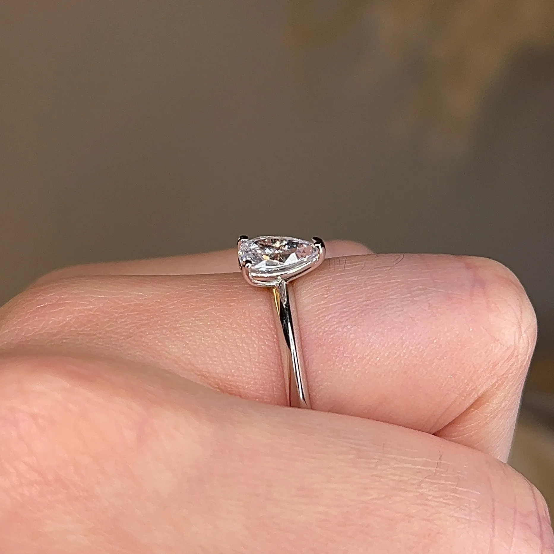 "Astrid" Solitaire Pear Cut Diamond Engagement Ring SSPS08