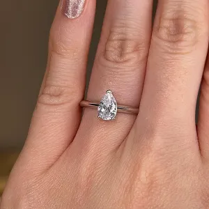 "Astrid" Solitaire Pear Cut Diamond Engagement Ring SSPS08