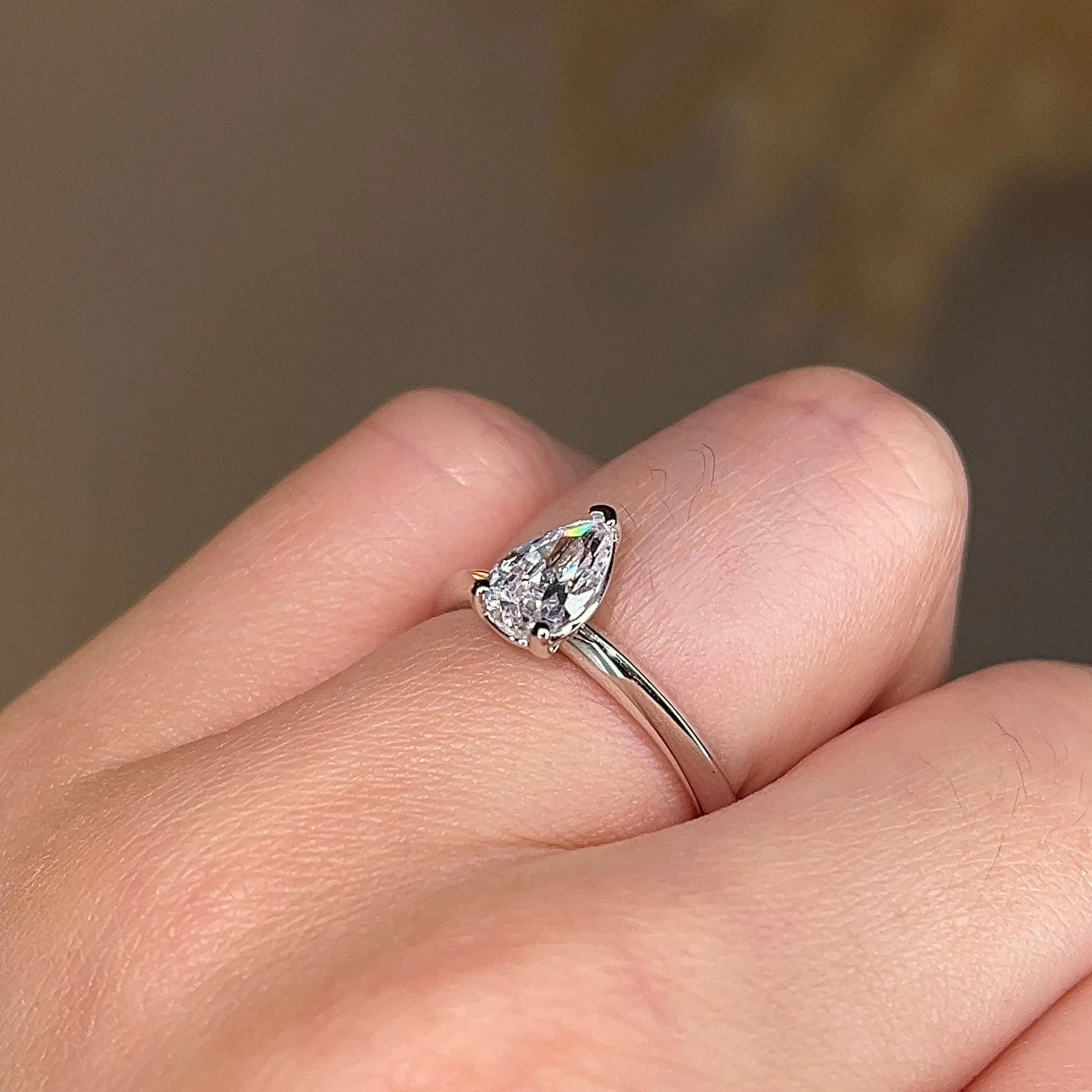 "Astrid" Solitaire Pear Cut Diamond Engagement Ring SSPS08
