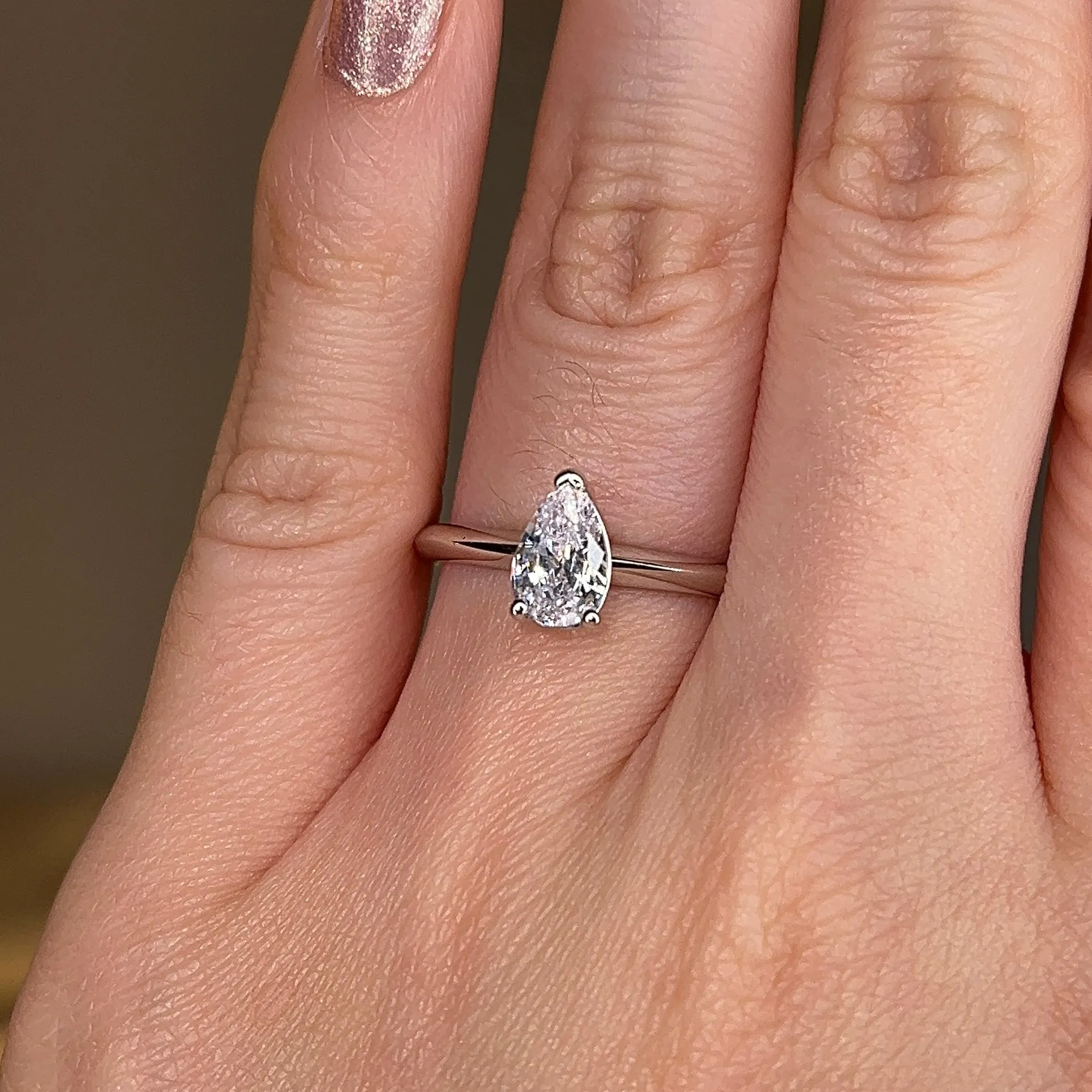 "Astrid" Solitaire Pear Cut Diamond Engagement Ring SSPS08