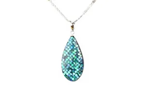 Raden Pendant Necklace - Drop / Green Color / Small Size-, Japanese Lacquer Jewelry, Kyoto Jewelry