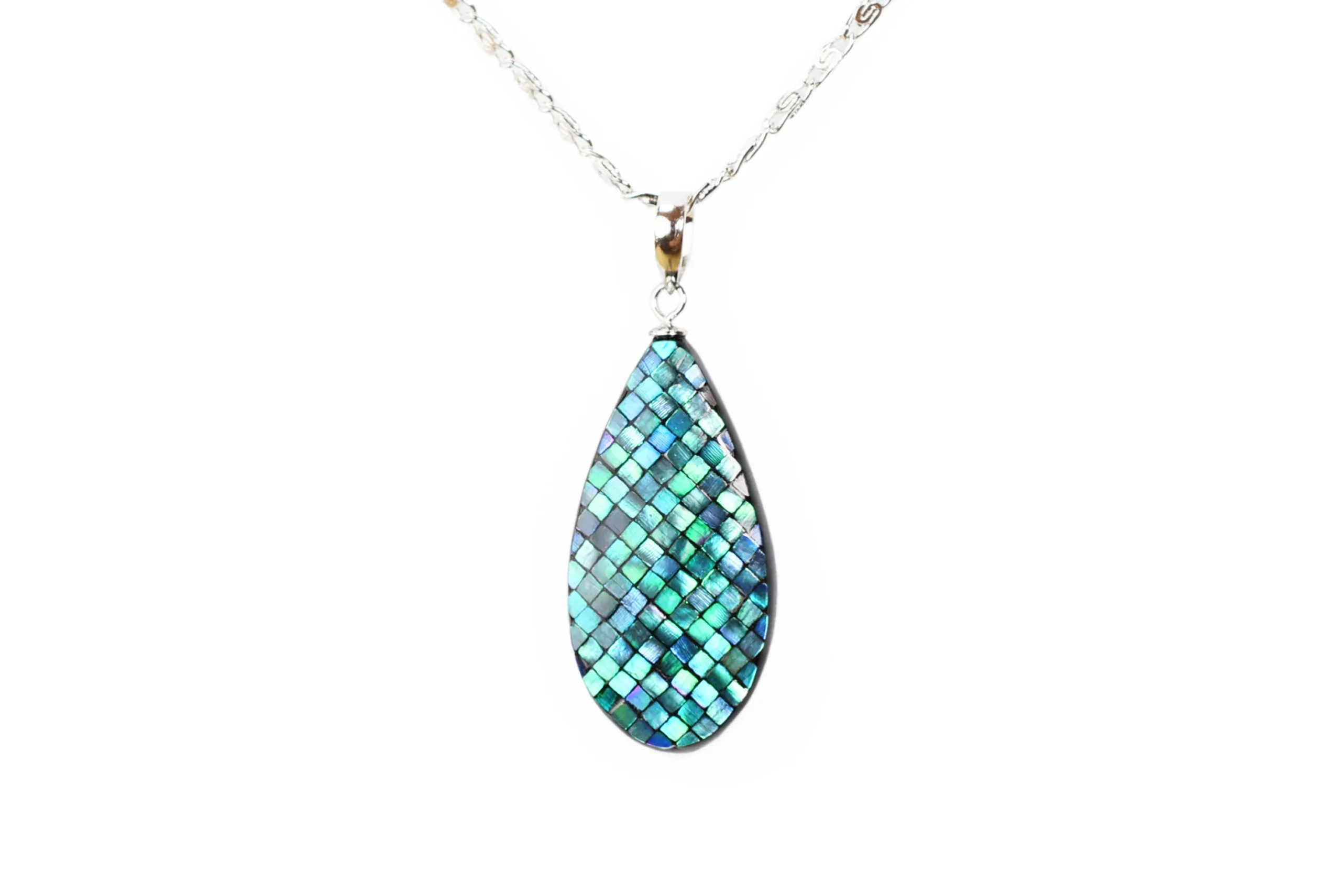 Raden Pendant Necklace - Drop / Green Color / Small Size-, Japanese Lacquer Jewelry, Kyoto Jewelry