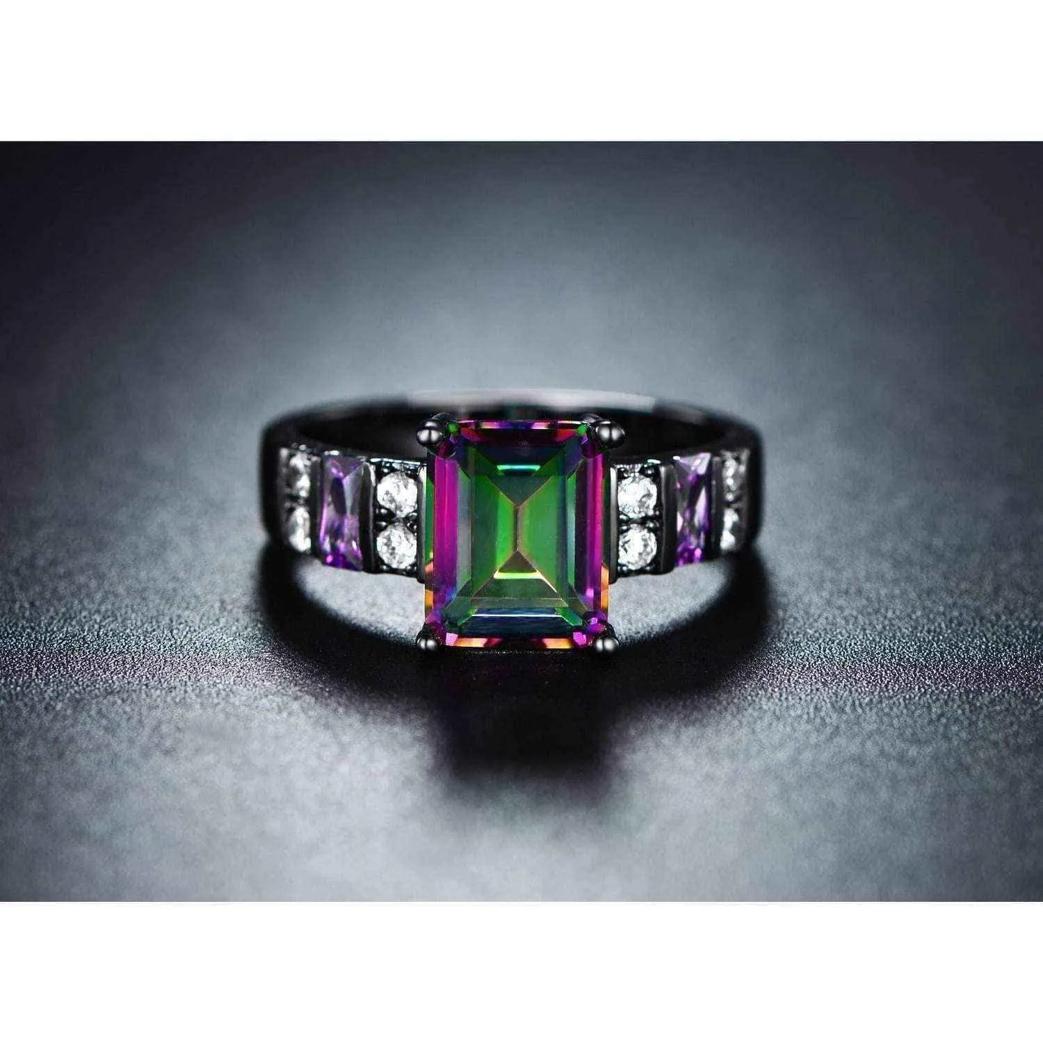 Rainbow Topaz Engagement Ring