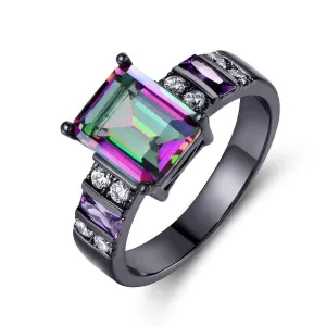 Rainbow Topaz Engagement Ring