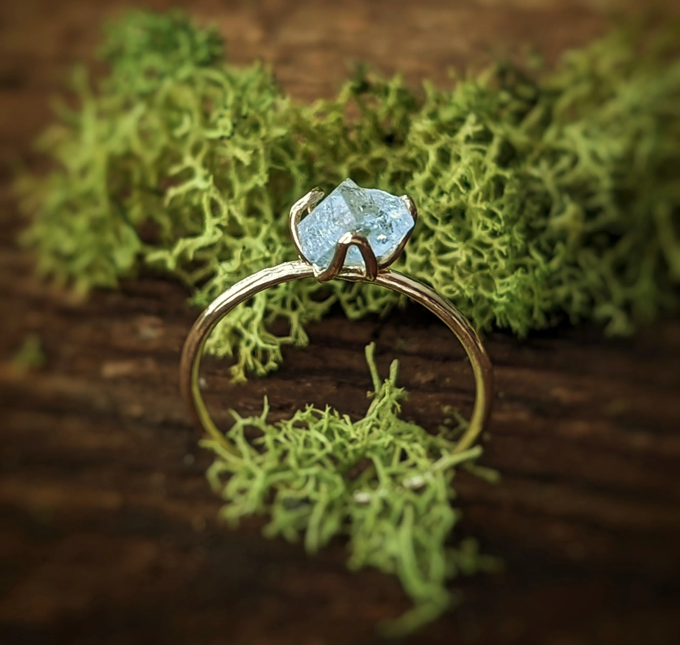 Raw Aquamarine engagement ring