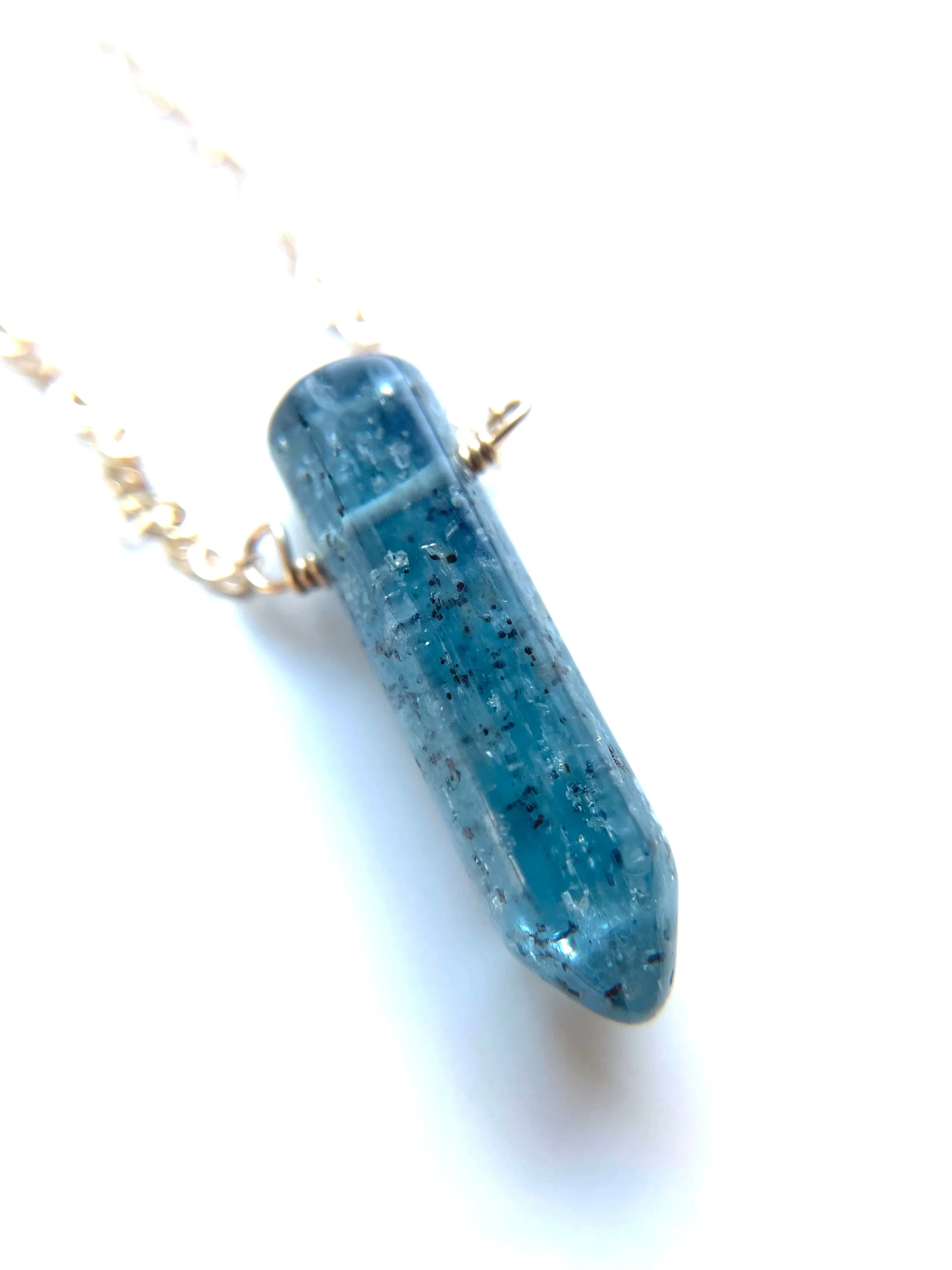 Raw Kyanite Gemstone Crystal Point Necklace