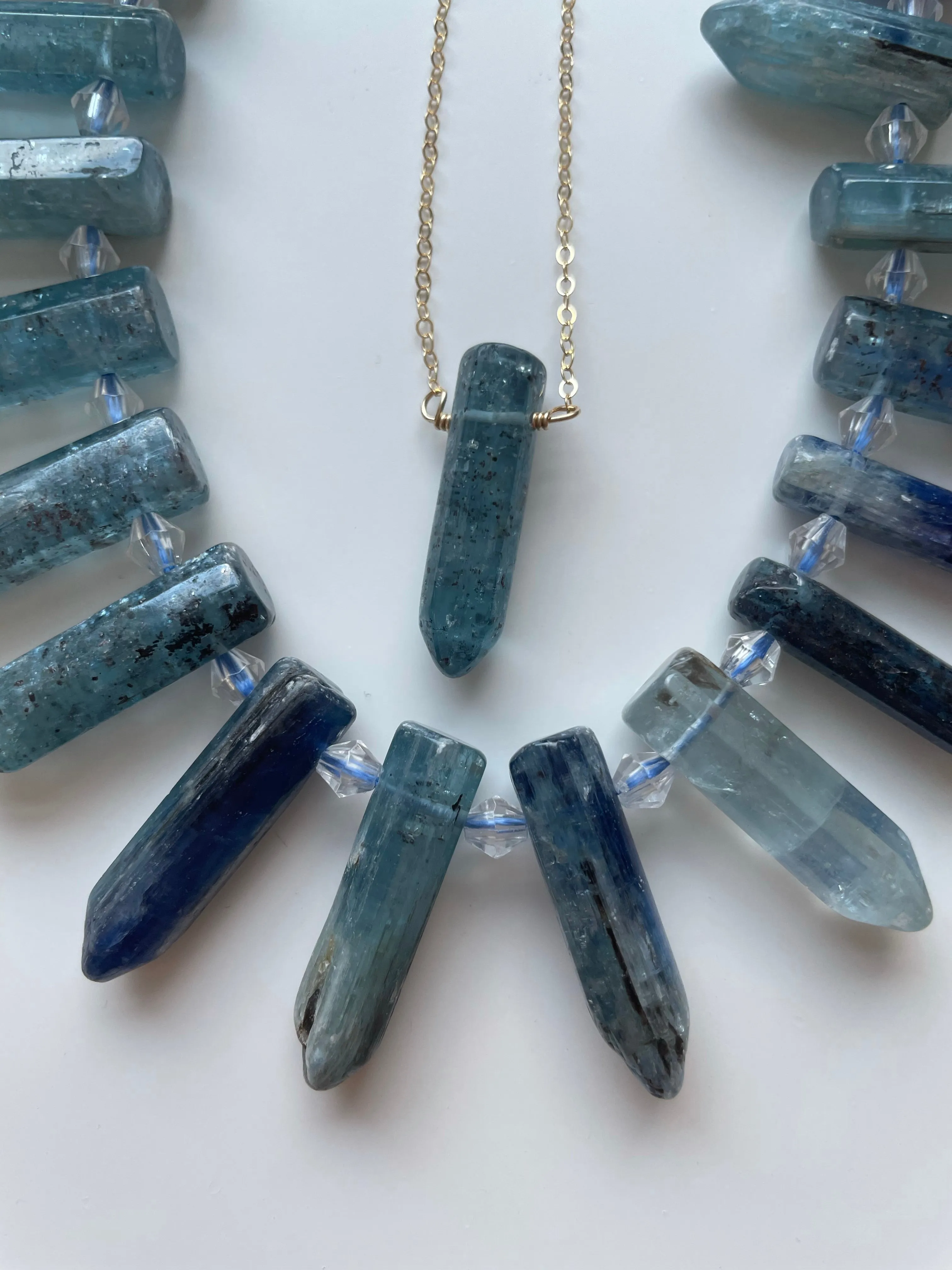 Raw Kyanite Gemstone Crystal Point Necklace