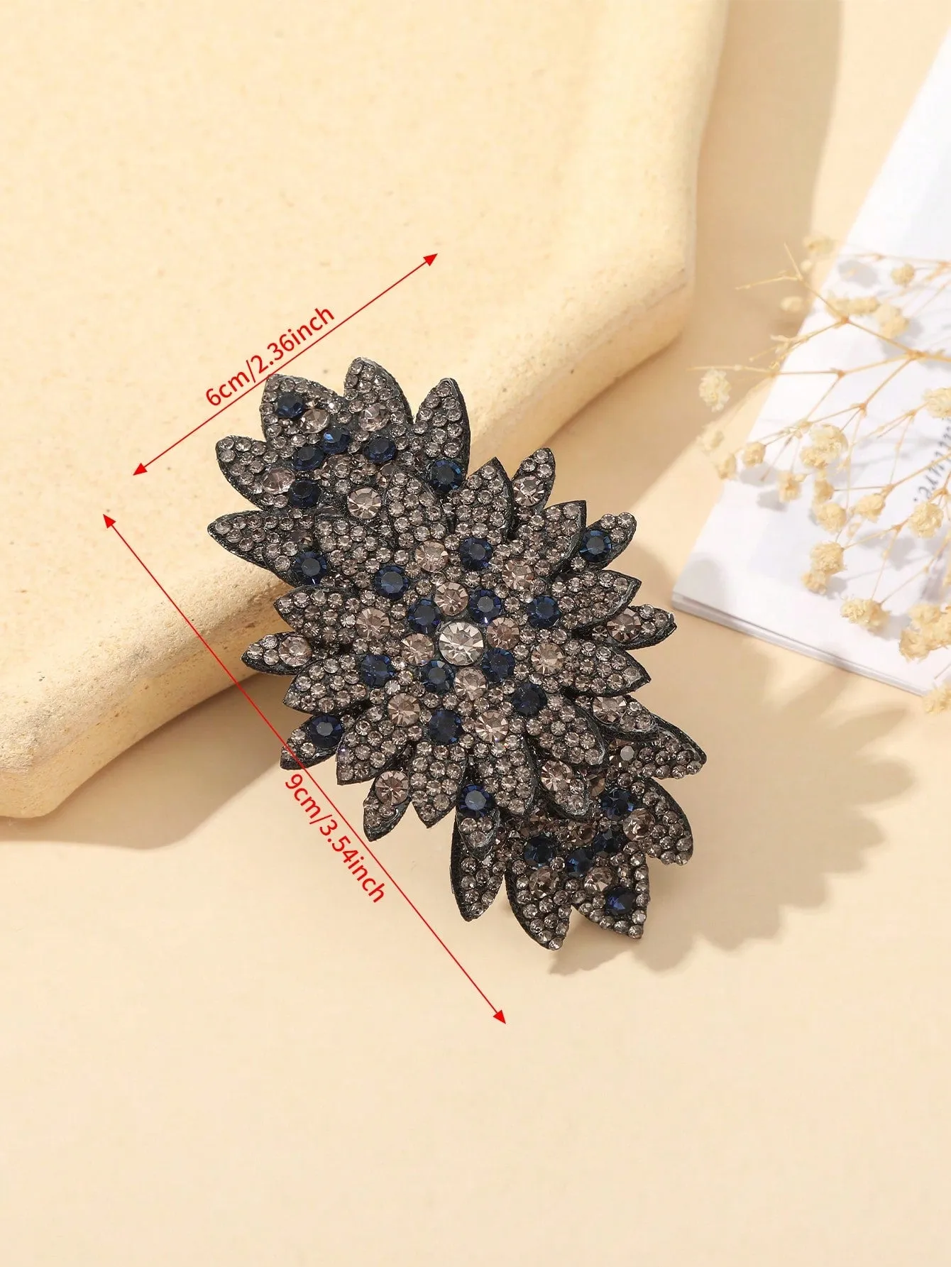 Rhinestone Flower Decor French Clip for Women Barrette Styling Hair Accessories