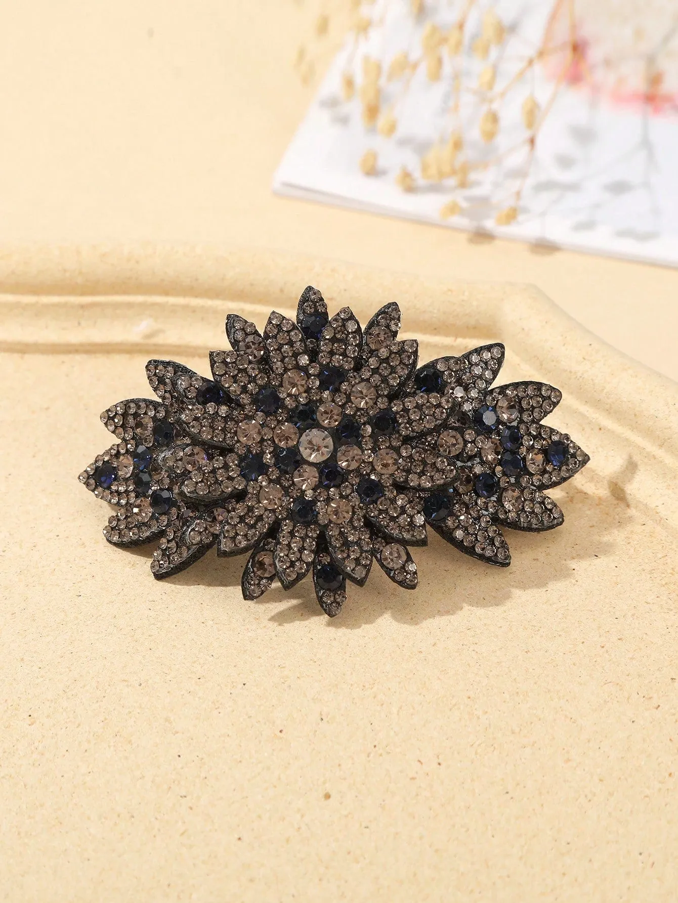 Rhinestone Flower Decor French Clip for Women Barrette Styling Hair Accessories
