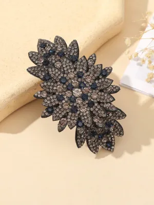 Rhinestone Flower Decor French Clip for Women Barrette Styling Hair Accessories