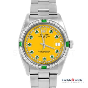 Rolex Date 34mm | 1500-SS-YLW-STRE-4EMD-OYS
