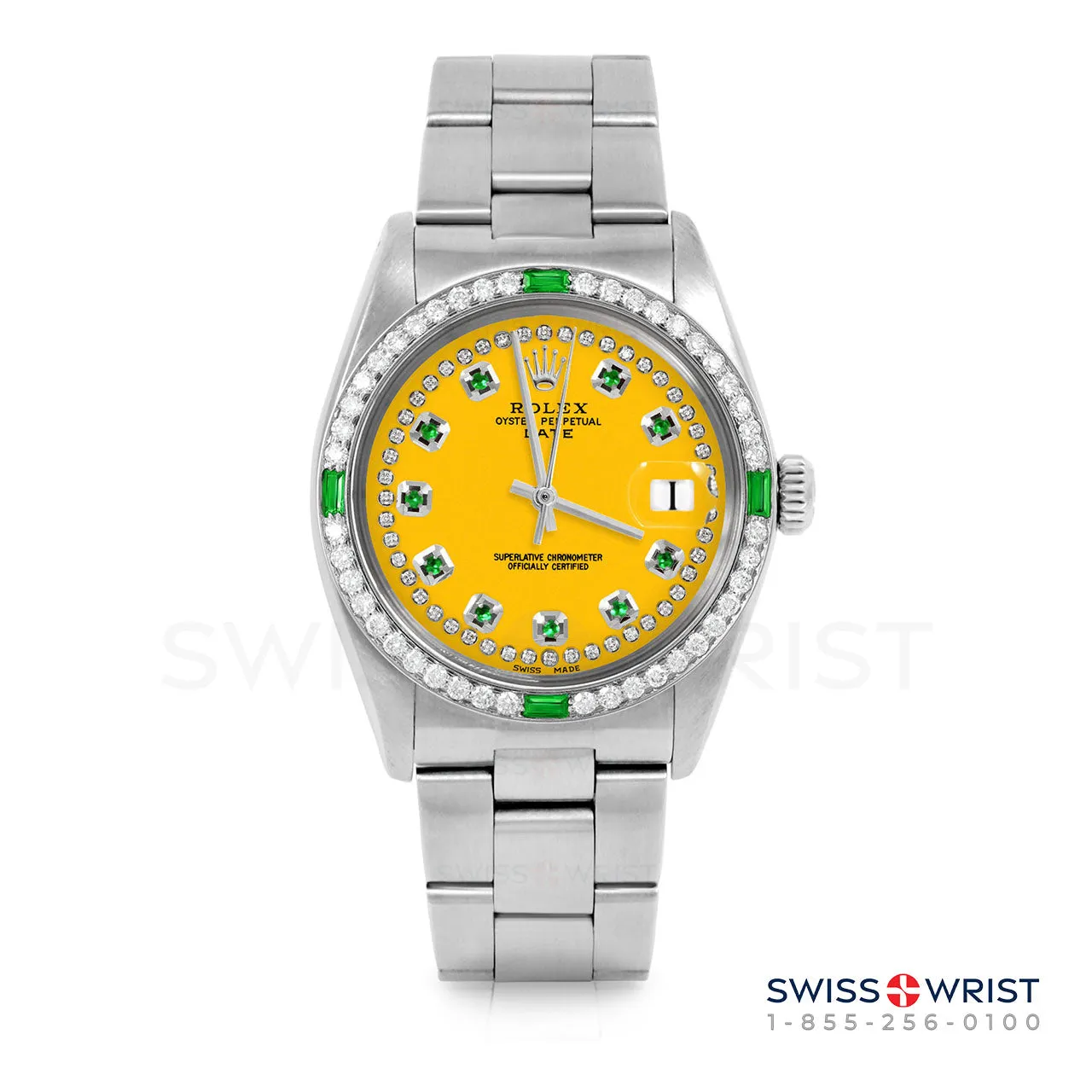 Rolex Date 34mm | 1500-SS-YLW-STRE-4EMD-OYS