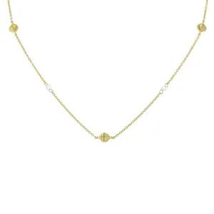 Rose Cut Diamond and Strie Station Necklace