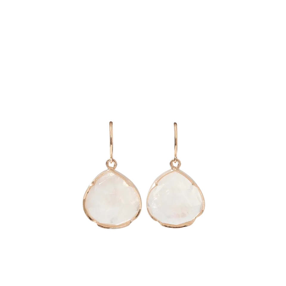 Rose Cut Rainbow Moonstone Earrings