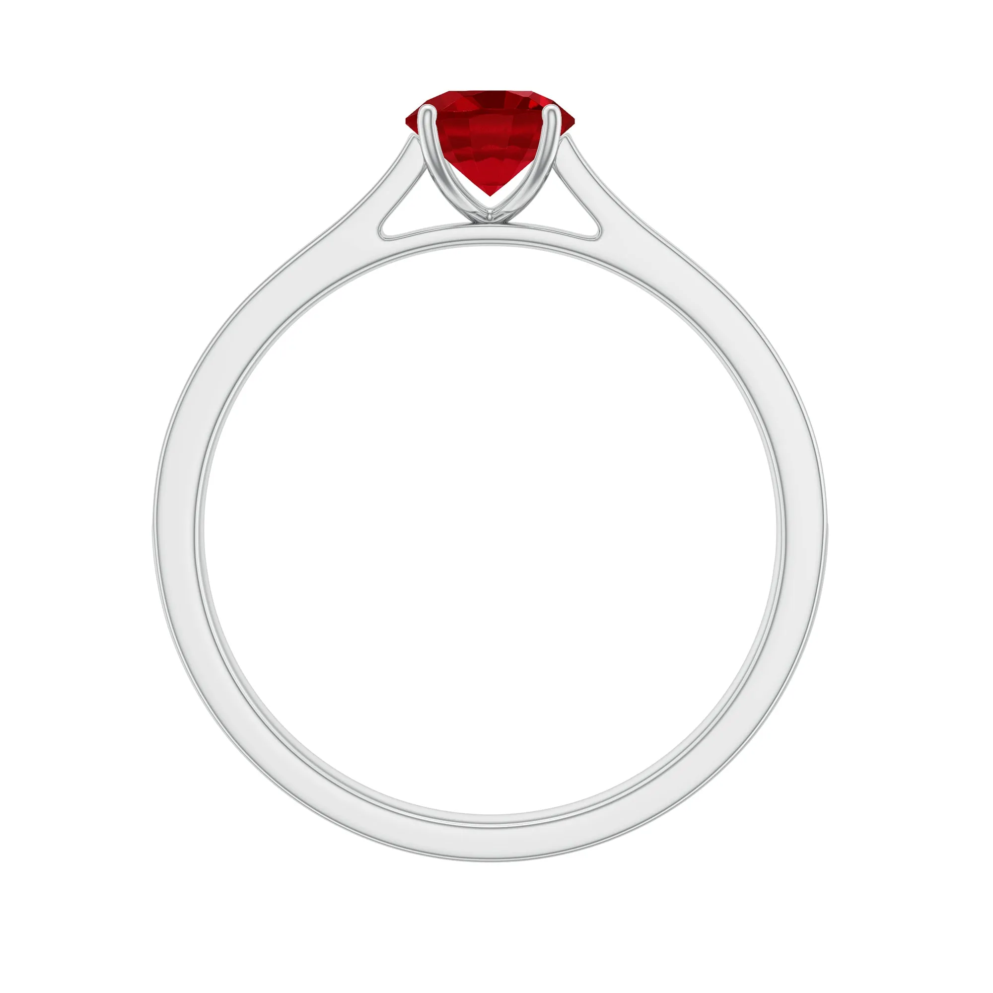 Round Lab Grown Ruby Solitaire Engagement Ring with Diamond Side Stones