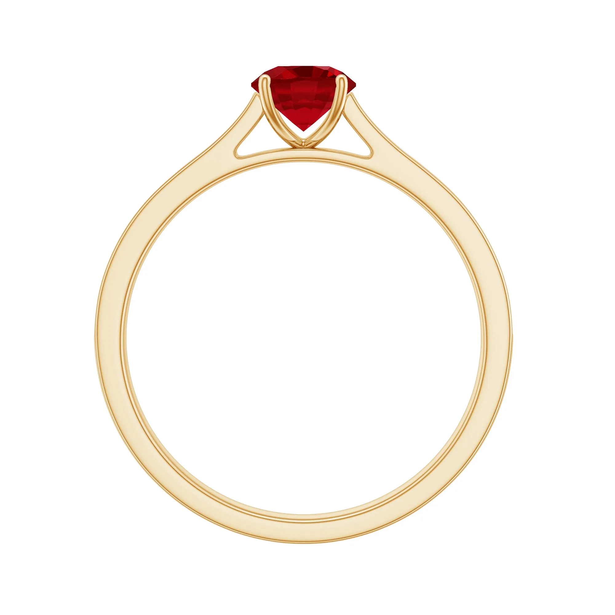 Round Lab Grown Ruby Solitaire Engagement Ring with Diamond Side Stones