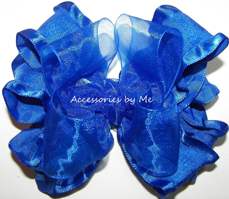 Royal Blue Organza Ruffle Hair Bow