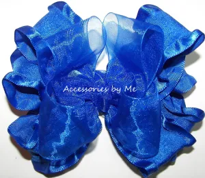 Royal Blue Organza Ruffle Hair Bow