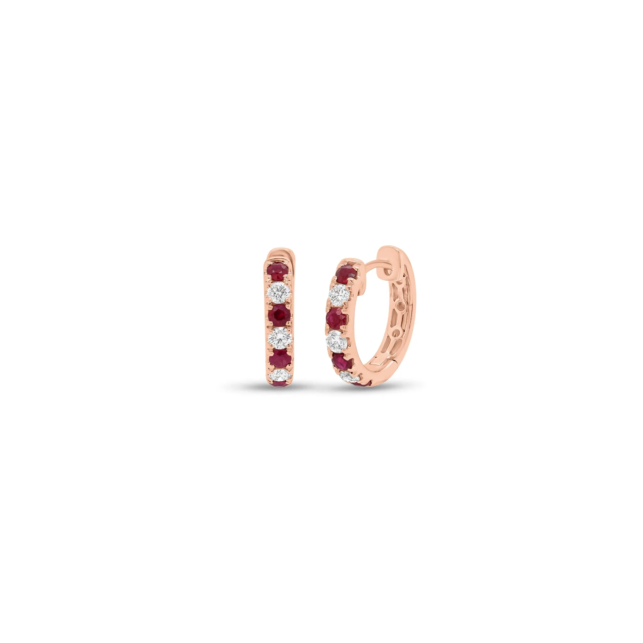 Ruby & Diamond Huggie Earrings