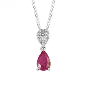 Ruby and Diamond White Gold Droplet Pendant GP2303R