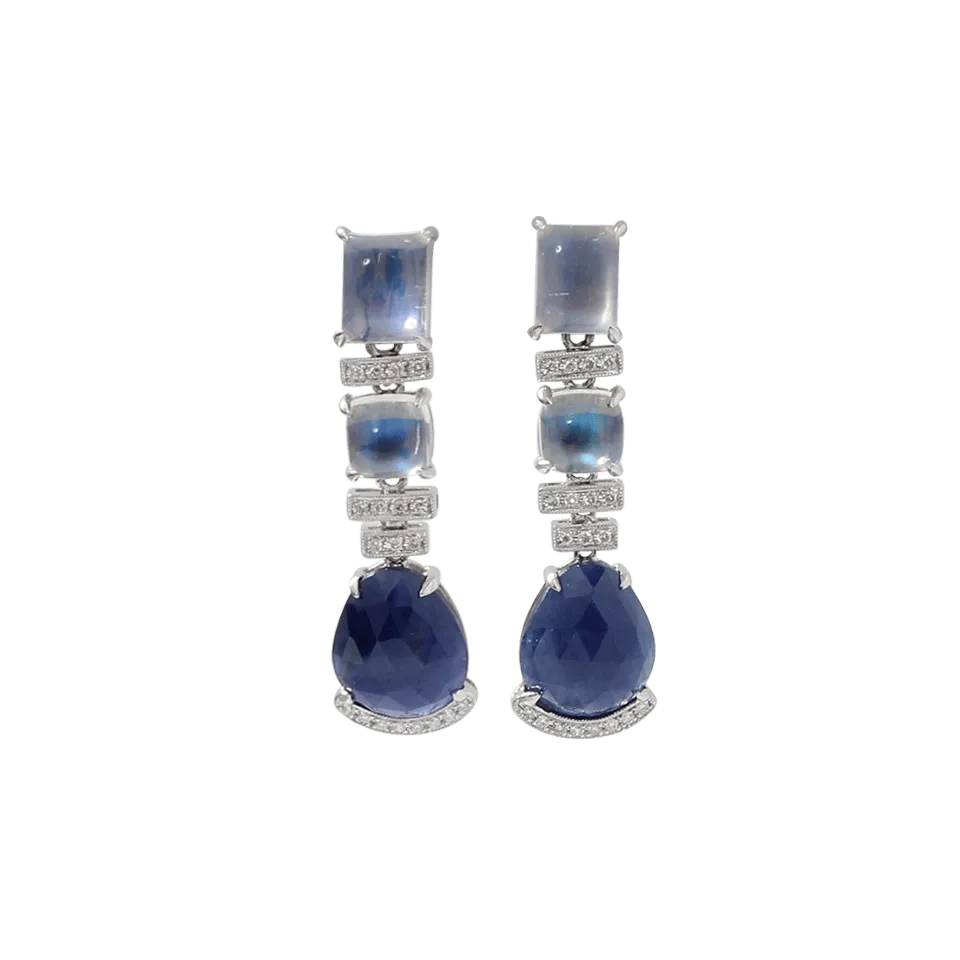 Sapphire And Moonstone Drop Earrings