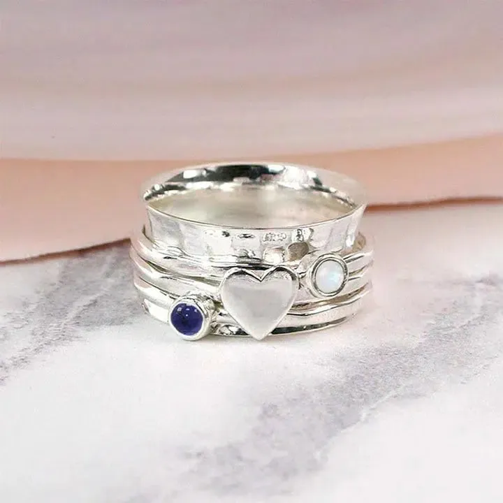 Sapphire Moonstone Anxiety Spinning Ring