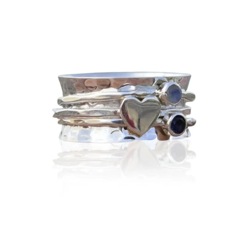 Sapphire Moonstone Anxiety Spinning Ring