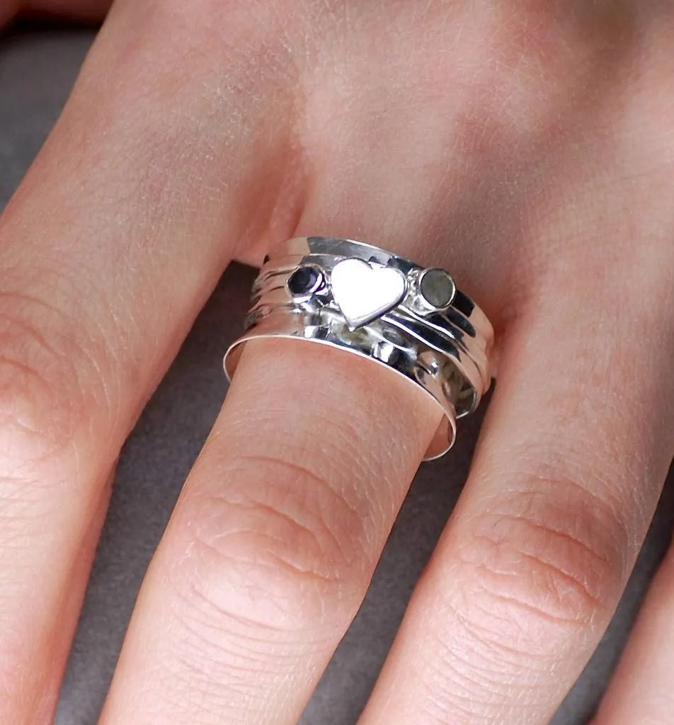 Sapphire Moonstone Anxiety Spinning Ring