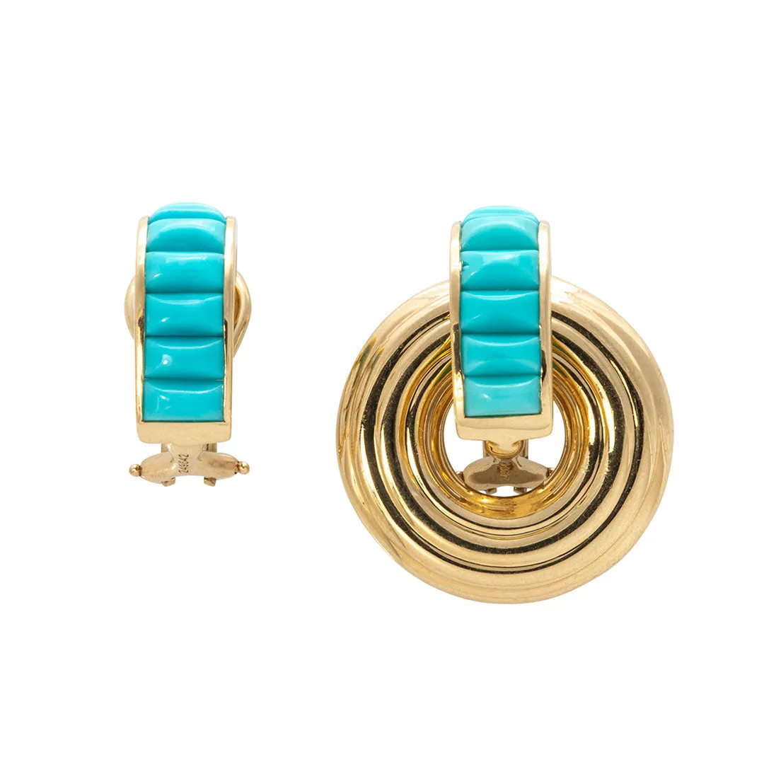 Seaman Schepps Turquoise & White Ceramic Giro Earrings