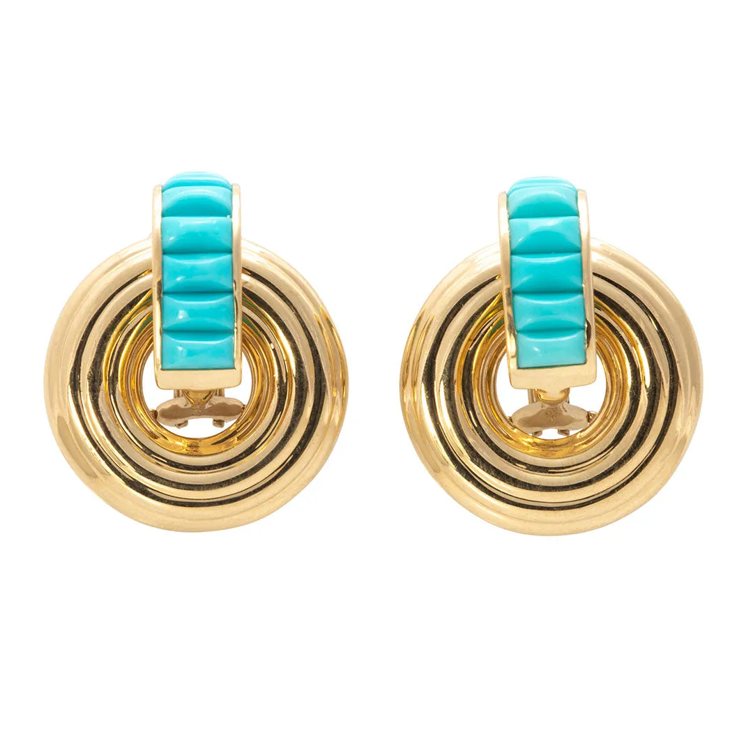 Seaman Schepps Turquoise & White Ceramic Giro Earrings