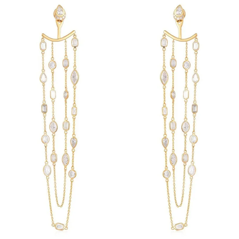 Shining Diamond Loop Drop Earrings