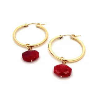 silk road - ruby barrel hoop earrings