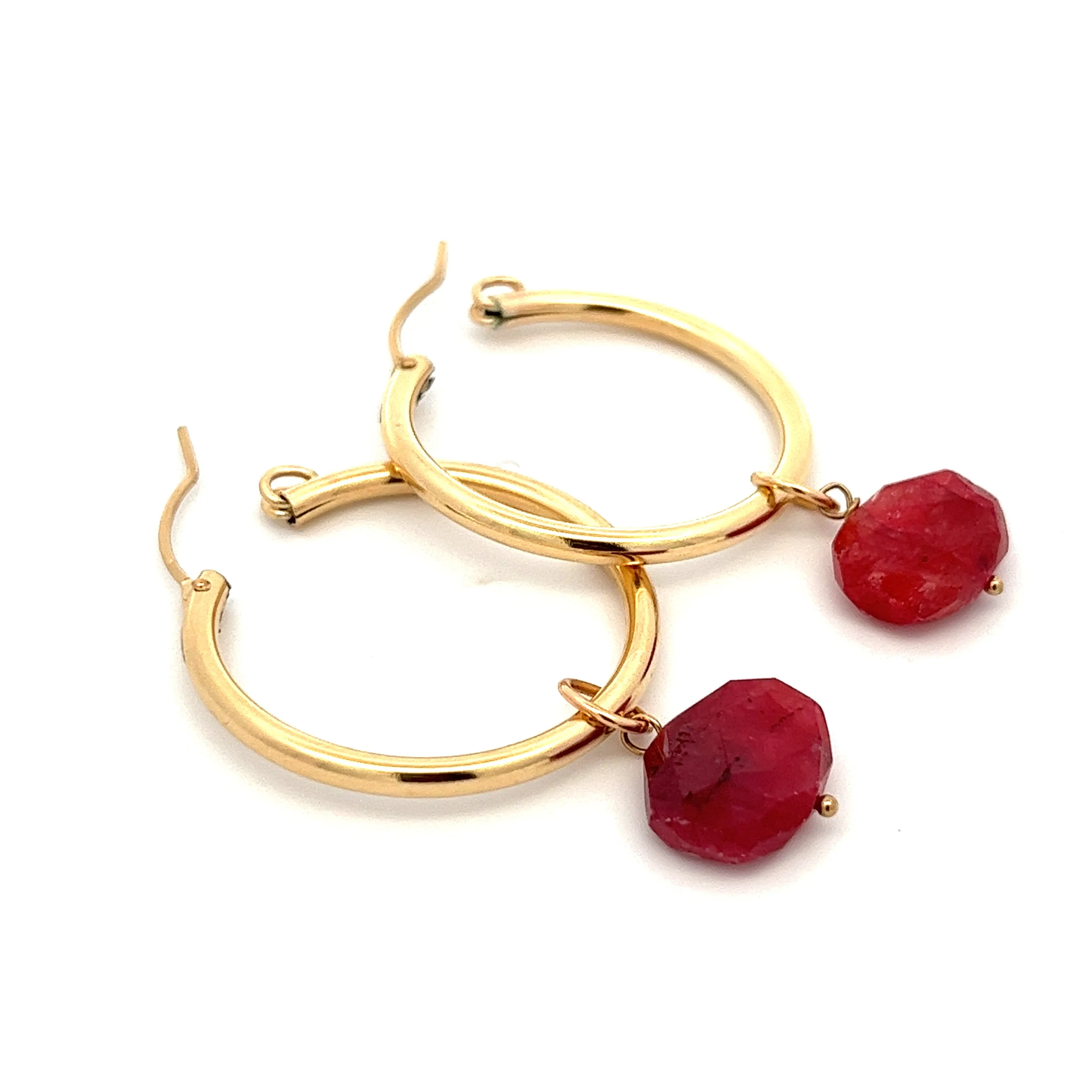 silk road - ruby barrel hoop earrings