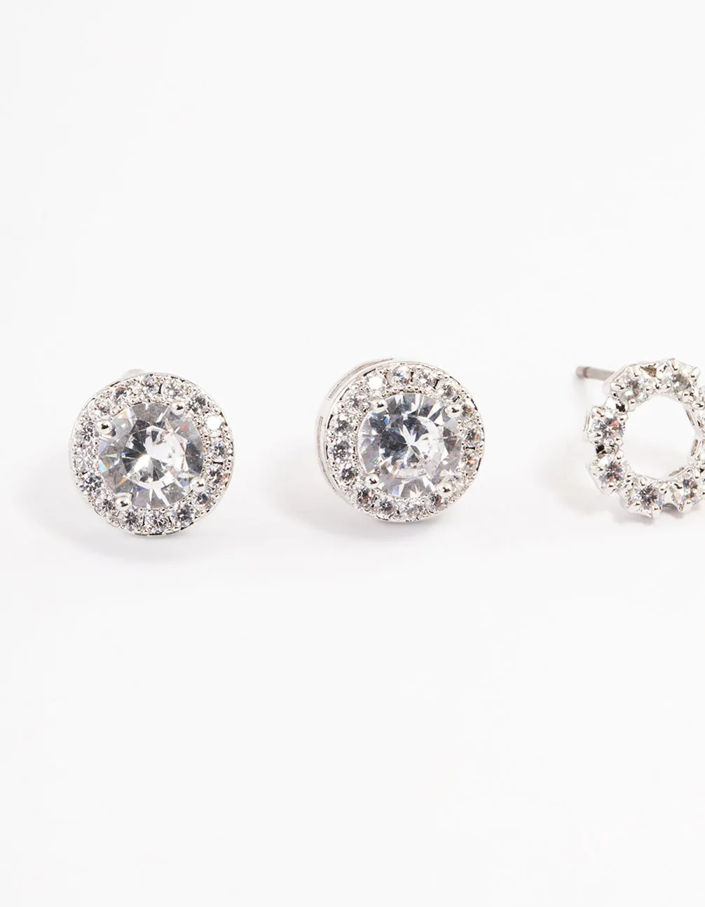 Silver Circle Cubic Zirconia Earrings Pack