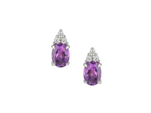 Silver Sparkling Amethyst Stud Earrings