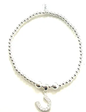 Silver Sparkling Horseshoe Charm Bracelet