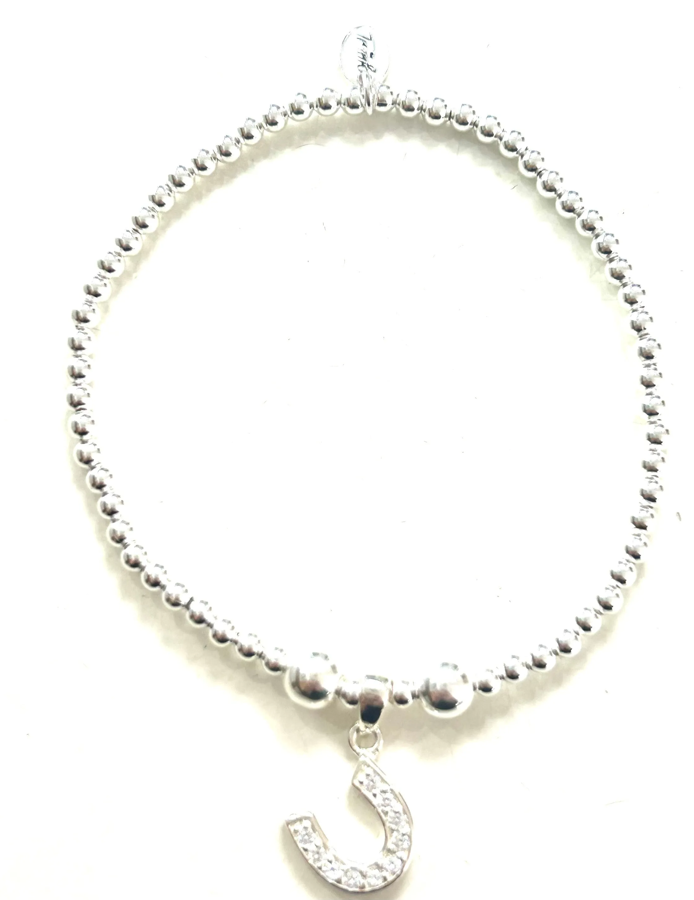 Silver Sparkling Horseshoe Charm Bracelet