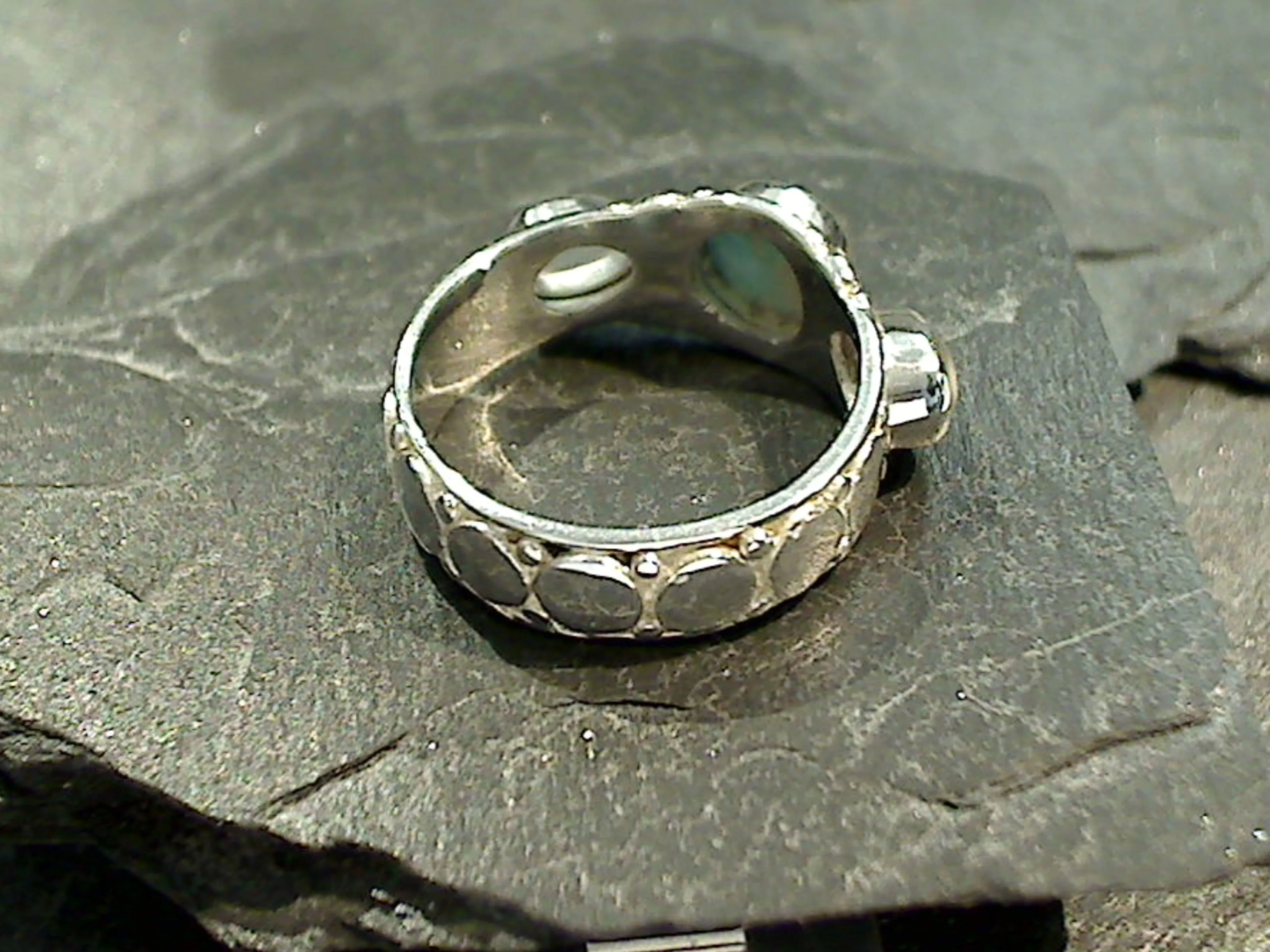 Size 7 Larimar, Moonstone, Sterling Silver Ring