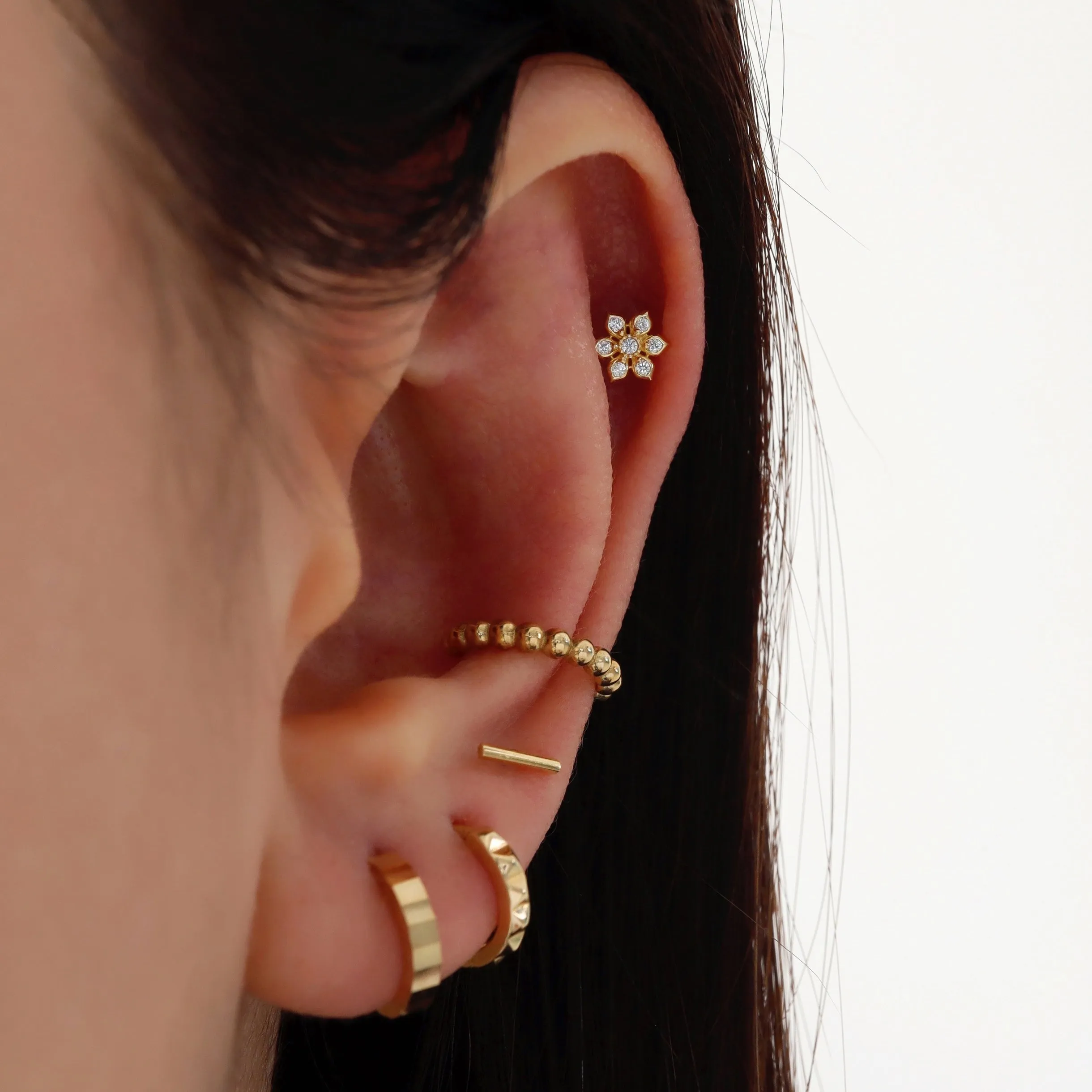 Slim Bar Stud Earring- 14K Gold