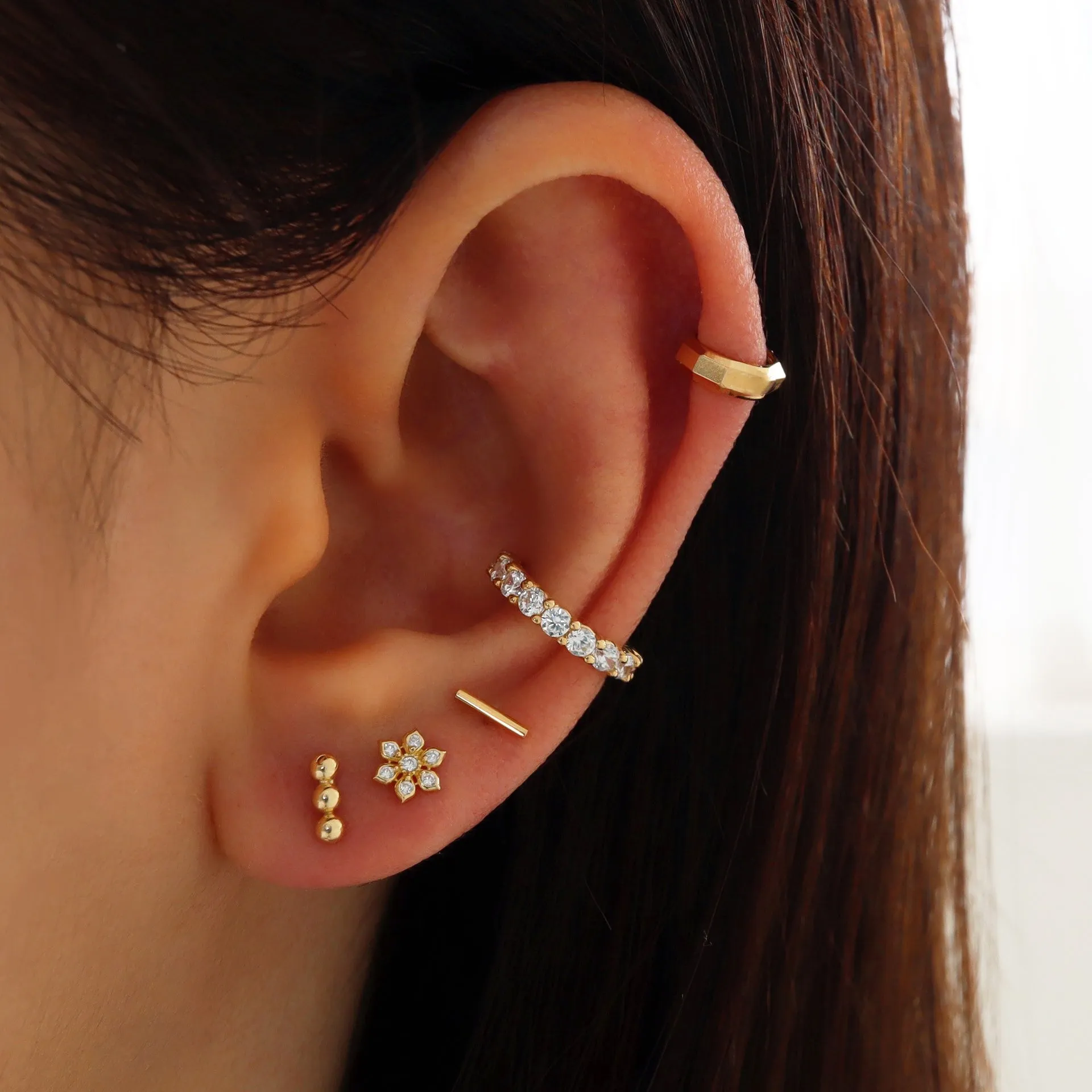 Slim Bar Stud Earring- 14K Gold