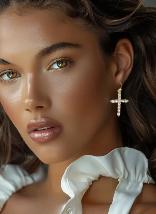 Small CZ Cross Earrings