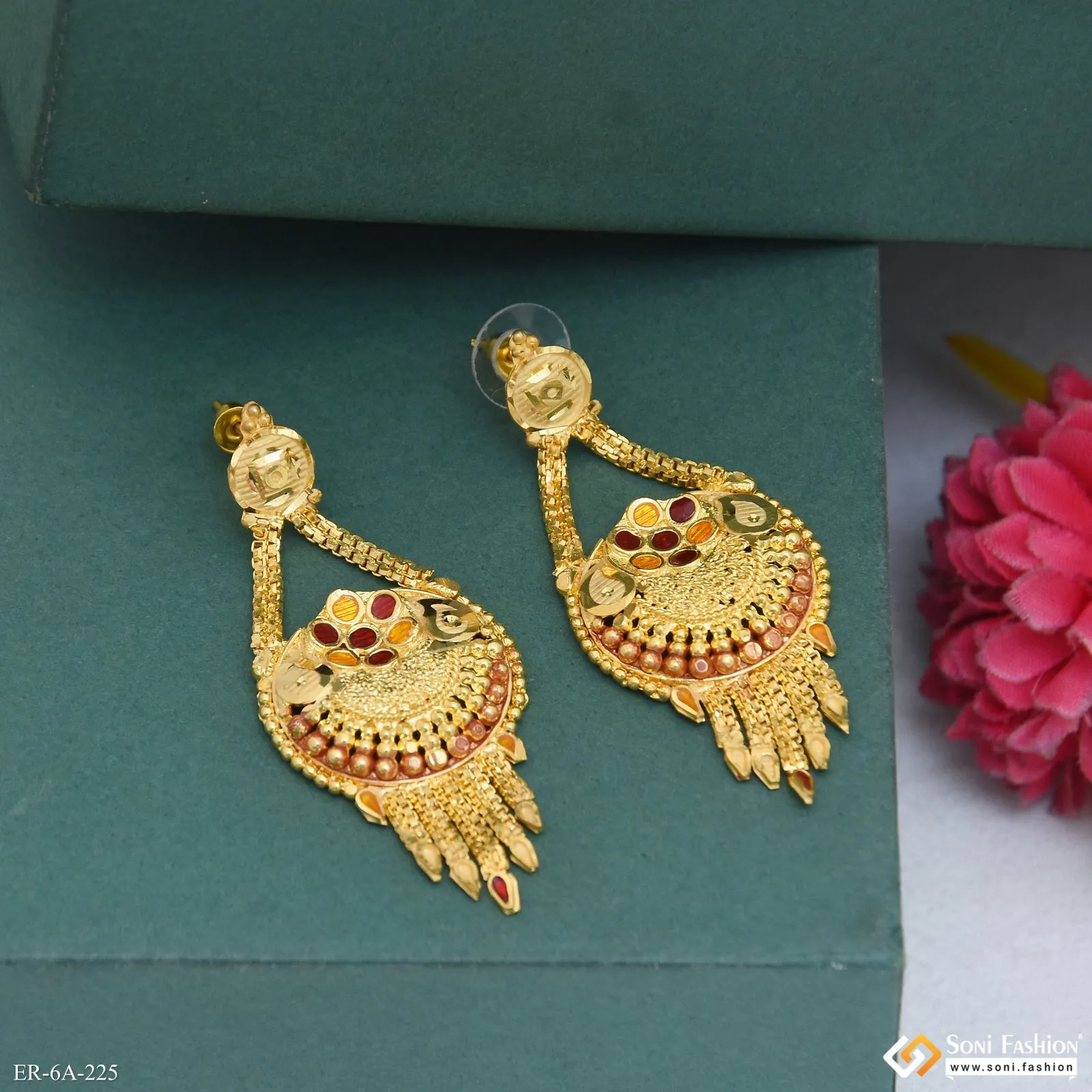 Sparkling Design Gold Plated Earrings for Women - Style A225