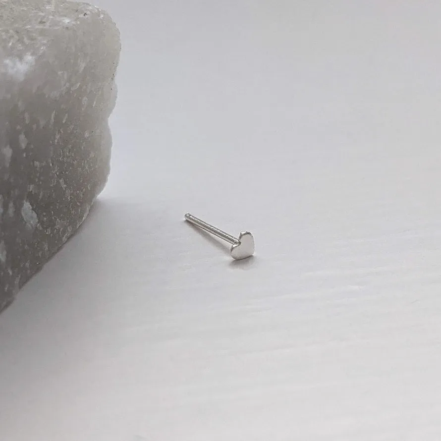 Sterling Silver Heart Nose Stud