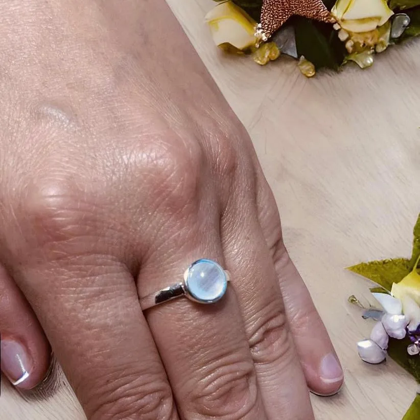 Sterling Silver Pale Stone Ring